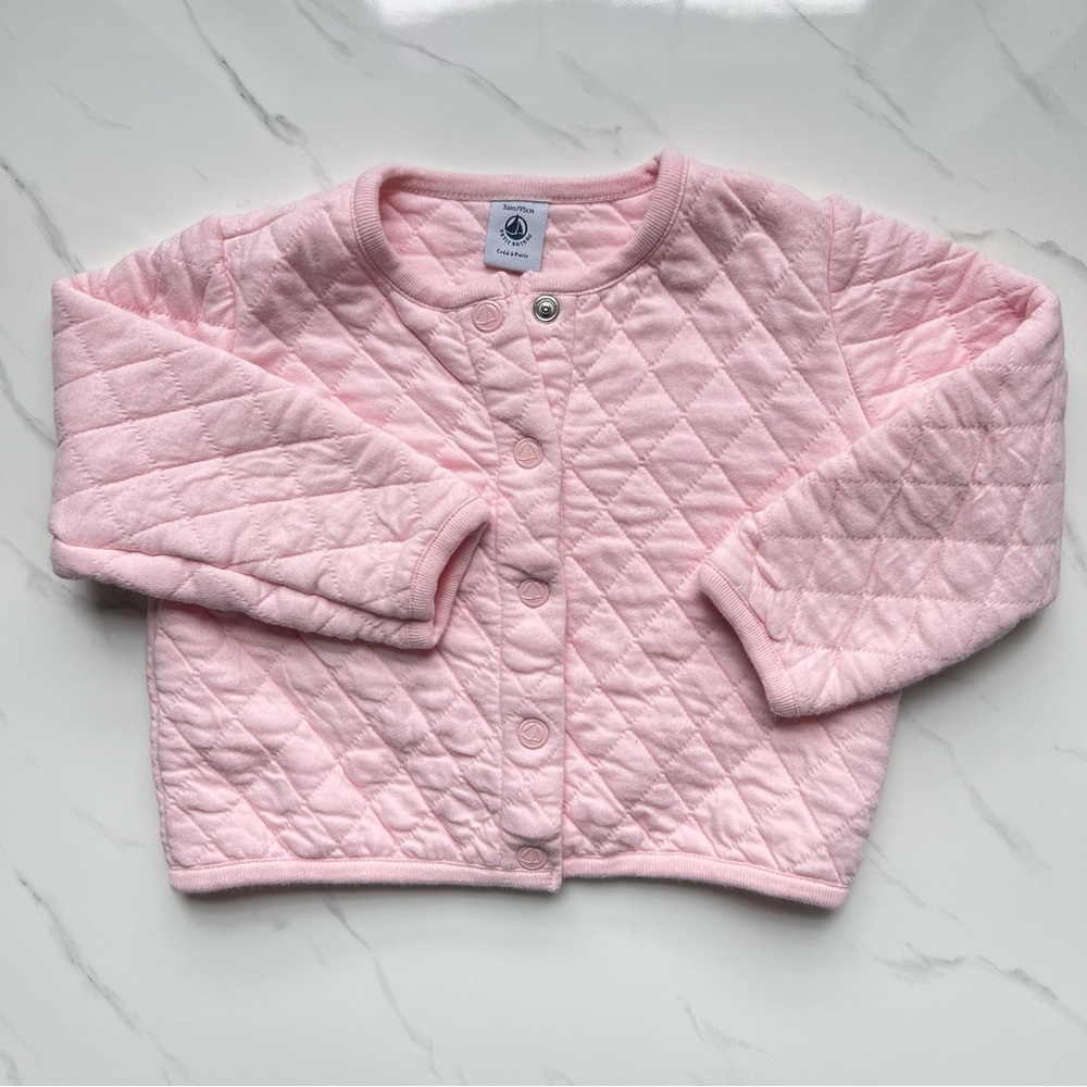 Petit Bateau Pink Quilted Cardigan